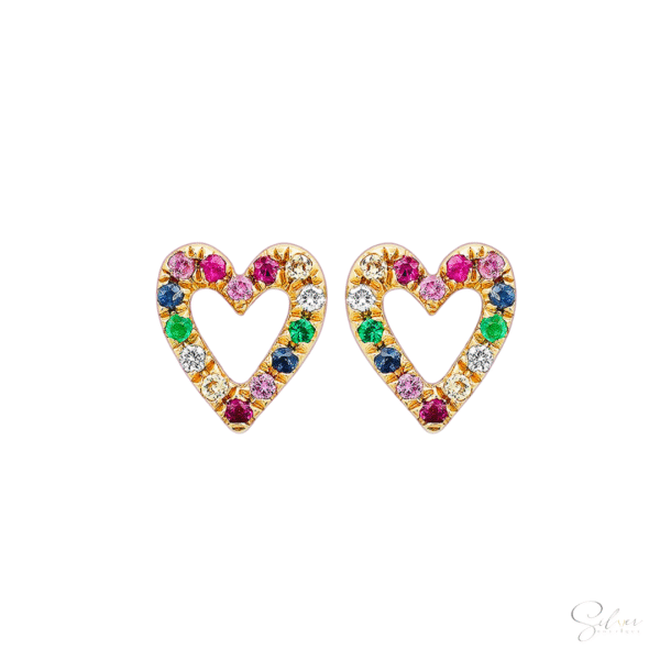 Multi-Color Stone Heart Ear Stud - Image 2