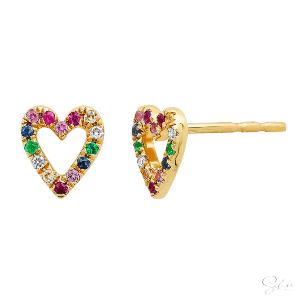 Multi-Color Stone Heart Ear Stud - Image 3