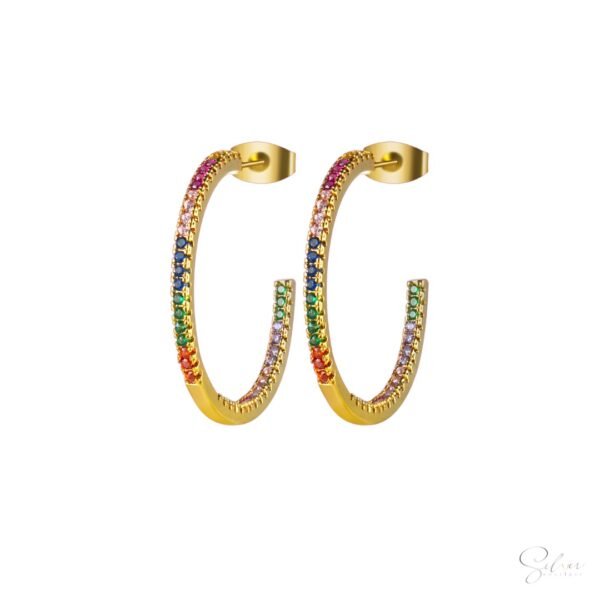 Multicolor Stone Hoops - Image 2