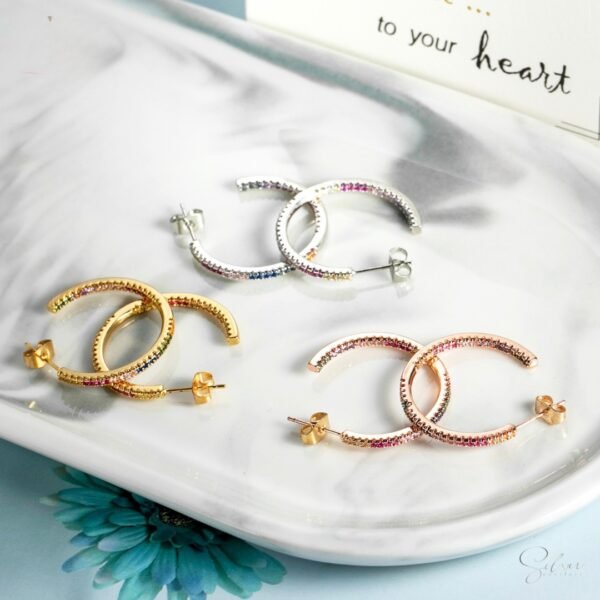 Multicolor Stone Hoops - Image 5