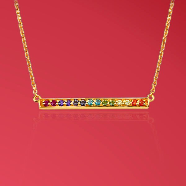 Rainbow Color Stone Plate Necklace - Image 3