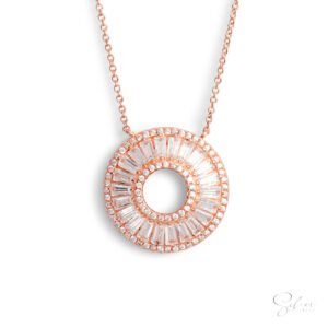 Silver Baguette Necklace - Dainty Pave Necklace