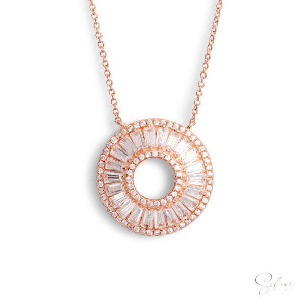 Silver Baguette Necklace - Dainty Pave Necklace