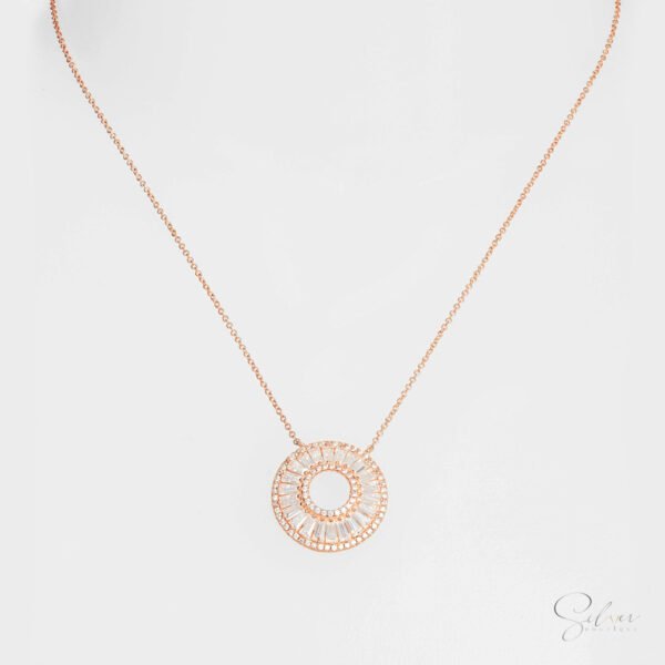 Silver Baguette Necklace - Dainty Pave Necklace - Image 2
