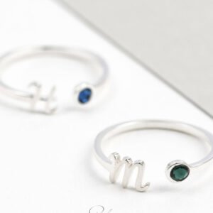 Initial with Birthstone Ring