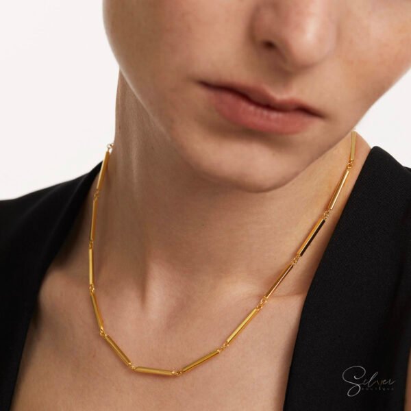Sleek Gold Bar Necklace - Image 5