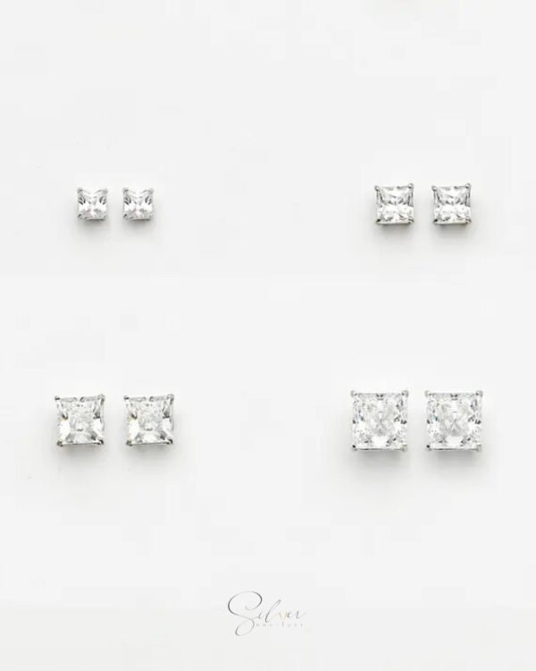 Princess Cut Stud Earrings - Image 4