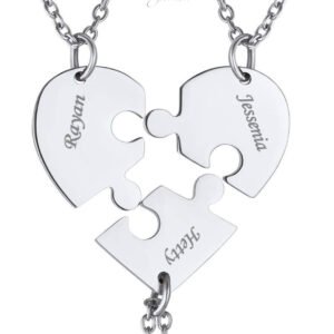 Trio Puzzle Heart Friendship Necklace