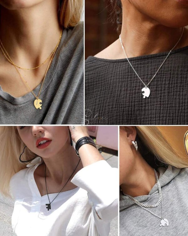 Trio Puzzle Heart Friendship Necklace - Image 2