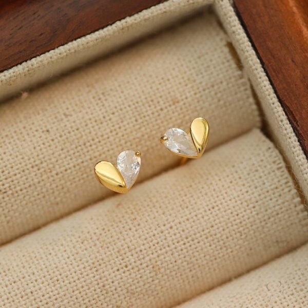 Unique Heart Stud Earrings - Image 2