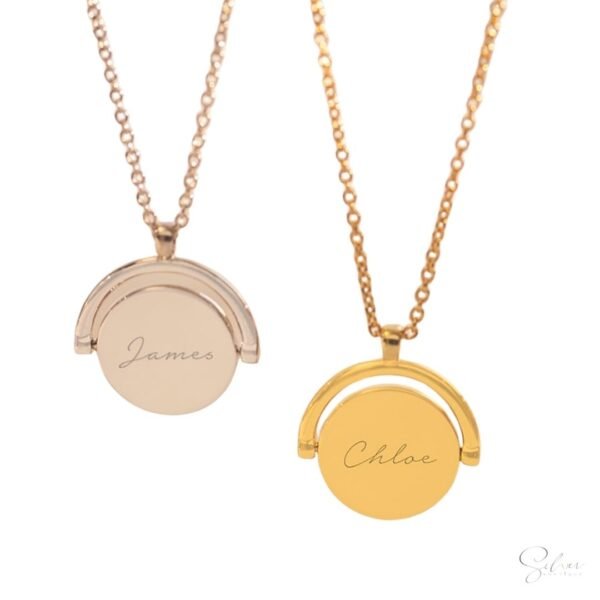 Round Spinner Personalized Name Necklace - Image 4