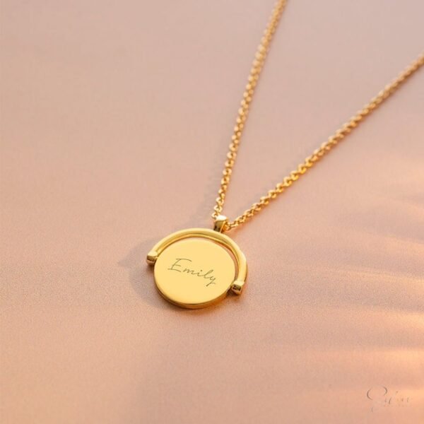 Round Spinner Personalized Name Necklace - Image 3