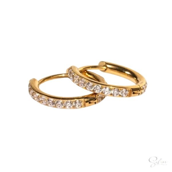 Dainty Stone Huggee Earrings - Image 2