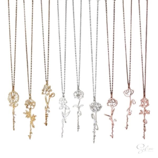 Birth flower Name Necklace - Image 4