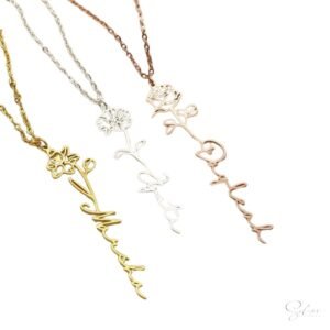 Birth flower Name Necklace