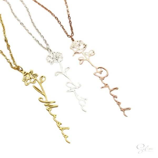 Birth flower Name Necklace