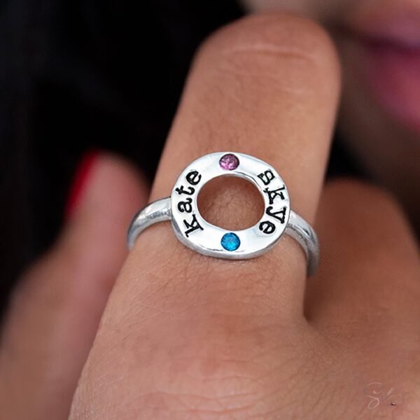 Custom Birthstone Name Ring - Image 2